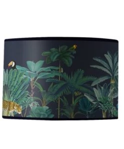 Promo 😍 Yeda Design Lampes à Poser Abat Jour Jungle Tropicale Fond Bleu Nuit 25 X 18 🤩