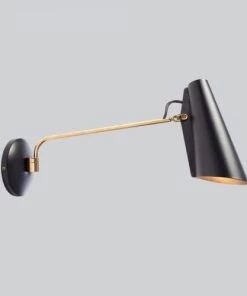 Nouveau ⌛ Nothern Appliques Murales Et Spots Applique Longue Noire Et Laiton Réédition 1952 😍 -Luminaires Vintage Soldes applique longue noire et laiton reedition 1952 2