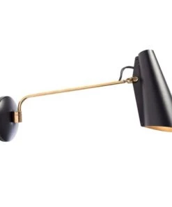 Nouveau ⌛ Nothern Appliques Murales Et Spots Applique Longue Noire Et Laiton Réédition 1952 😍