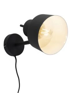 Meilleure vente ✨ QAZQA Appliques Murales Et Spots Applique Murale En Acier Noir 😀 -Luminaires Vintage Soldes applique murale en acier noir 10