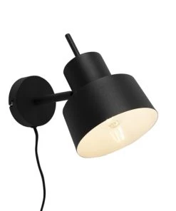 Meilleure vente ✨ QAZQA Appliques Murales Et Spots Applique Murale En Acier Noir 😀