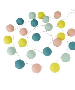 Meilleur prix ⌛ Maisons Du Monde Guirlandes Et Décorations Lumineuses Guirlande Lumineuse En Fil De Coton Rose, Vert, Bleu Et Jaune 24 LED L760 ❤️