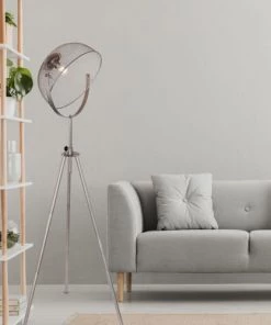 Meilleure vente 🎉 Globo Lampadaires Lampadaire Design Vintage H. 178 Cm Gris Chromé 😍 -Luminaires Vintage Soldes lampadaire design vintage h 178 cm gris chrome 1