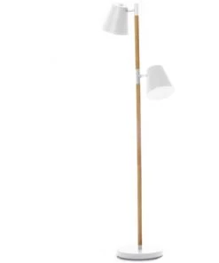 Vente flash ⭐ Present Time Lampadaires Lampadaire En Bois Et Métal H150 Cm Marron Et Blanc 🔔
