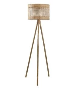 Promo 😍 Maisons Du Monde Lampadaires Lampadaire En Manguier Et Abat-jour Cannage En Rotin H155 💯