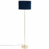 Tout neuf 🎉 Maisons Du Monde Lampadaires Lampadaire En Métal Doré Et Abat-jour En Coton Bleu Nuit Recyclé H155 👏