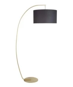 Nouveau 😉 Maisons Du Monde Lampadaires Lampadaire En Métal Doré Et Abat-jour En Coton Noir H181 🛒