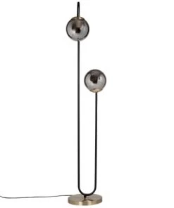Meilleur prix ✔️ Maisons Du Monde Lampadaires Lampadaire En Métal Noir Et Globes En Verre Doré H130 ✨