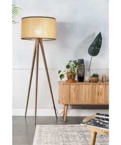 Budget 😀 Zuiver Lampadaires Lampadaire Trépied Cannage Beige 🔥 -Luminaires Vintage Soldes lampadaire trepied cannage beige 2