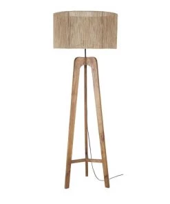 Le moins cher 👍 Maisons Du Monde Lampadaires Lampadaire Trépied En Bois De Manguier Et Abat-jour Cannage En Fil De Jute Tressé Main H154 ❤️