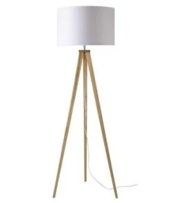 Budget 👍 Maisons Du Monde Lampadaires Lampadaire Trépied En Frêne Et Abat-jour Noir H155 ✨ -Luminaires Vintage Soldes lampadaire trepied en frene avec abat jour en coton blanc h156 karlsen 1000 11 1 154694 2