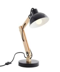 Meilleure affaire 😉 Brilliant Lampes à Poser Lampe à Poser Métal Blanc Et Bois Naturel H59cm 🧨 -Luminaires Vintage Soldes lampe a poser metal noir et bois naturel h59cm 4