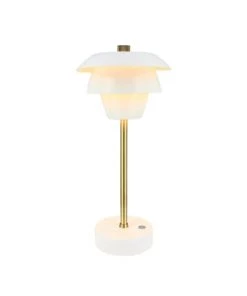 Sortie 👏 Pirouette Paris Lampes à Poser Lampe à Poser Rechargeable En Métal Blanc Et Doré H31 ⌛