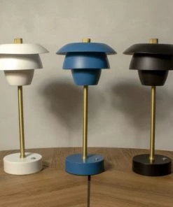 Sortie 👏 Pirouette Paris Lampes à Poser Lampe à Poser Rechargeable En Métal Blanc Et Doré H31 ⌛ -Luminaires Vintage Soldes lampe a poser rechargeable en metal blanc et dore h31 4