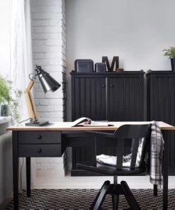 Offres 🎉 Tosel Lampes à Poser Lampe Bureau Bois Naturel Et Anthracite ✨ -Luminaires Vintage Soldes lampe bureau bois naturel et anthracite 3