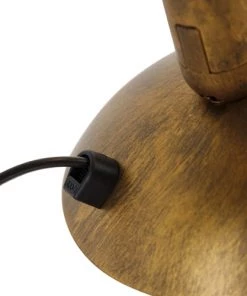 De gros 🥰 QAZQA Lampes à Poser Lampe De Table En Métal Doré/laiton 😍 -Luminaires Vintage Soldes lampe de table en metal dore laiton 4