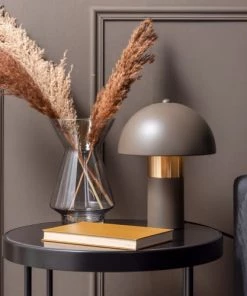 Budget ❤️ Present Time Lampes à Poser Lampe De Table Seta Métal Taupe ⭐ -Luminaires Vintage Soldes lampe de table seta metal taupe 5