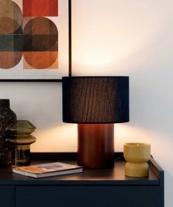 Grosses soldes ✨ Maisons Du Monde Lampes à Poser Lampe En Bois D'hévéa Marron Et Abat-jour En Velours Bleu Nuit ✔️ -Luminaires Vintage Soldes lampe en bois d hevea marron et abat jour en velours bleu nuit 1000 5 25 228026 4