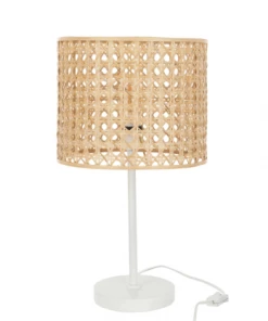 Bon marché 🧨 Meubles & Design Lampes à Poser Lampe En Cannage Pied Métal Blanc 🤩