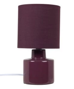 Offres ✨ Maisons Du Monde Lampes à Poser Lampe En Céramique Et Abat-jour En Coton Violet Aubergine - Lot De 2 🎁