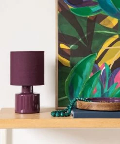 Offres ✨ Maisons Du Monde Lampes à Poser Lampe En Céramique Et Abat-jour En Coton Violet Aubergine - Lot De 2 🎁 -Luminaires Vintage Soldes lampe en ceramique et abat jour en coton violet aubergine 1000 16 1 223328 2