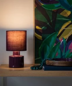 Offres ✨ Maisons Du Monde Lampes à Poser Lampe En Céramique Et Abat-jour En Coton Violet Aubergine - Lot De 2 🎁 -Luminaires Vintage Soldes lampe en ceramique et abat jour en coton violet aubergine 1000 16 1 223328 3