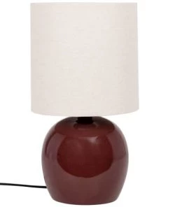 Le moins cher ✔️ Maisons Du Monde Lampes à Poser Lampe En Céramique Marron Et Abat-jour En Coton Blanc 👏