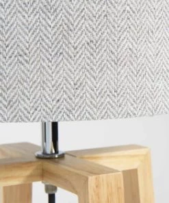 Promo 😀 Maisons Du Monde Lampes à Poser Lampe En Hévéa Avec Abat-jour Gris 😀 -Luminaires Vintage Soldes lampe en hevea avec abat jour gris 1000 5 30 151730 2