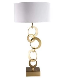 Promo ✔️ Maisons Du Monde Lampes à Poser Lampe En Métal Doré Et Coton Blanc 🥰