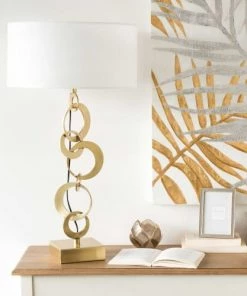 Promo ✔️ Maisons Du Monde Lampes à Poser Lampe En Métal Doré Et Coton Blanc 🥰 -Luminaires Vintage Soldes lampe en metal dore et coton blanc 1000 3 40 165311 4