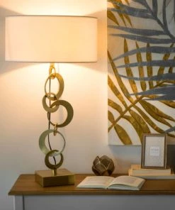 Promo ✔️ Maisons Du Monde Lampes à Poser Lampe En Métal Doré Et Coton Blanc 🥰 -Luminaires Vintage Soldes lampe en metal dore et coton blanc 1000 3 40 165311 7