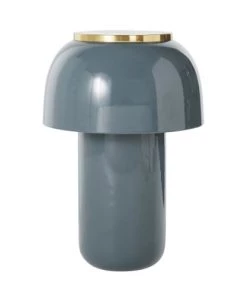 Meilleur prix 👏 Maisons Du Monde Lampes à Poser Lampe En Métal émaillé Bleu Et Cerclage En Métal Doré 🔥