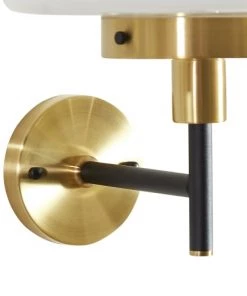 Budget 🤩 Beliani Appliques Murales Et Spots Lampe Murale En Métal Noir Et Doré 🛒 -Luminaires Vintage Soldes lampe murale en metal noir et dore 3