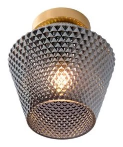 Bon marché 🥰 Lampea Suspensions Plafonnier Vintage En Verre Fumé 22,5 Cm 🛒