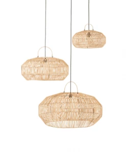 Meilleure vente ❤️ Meubles & Design Suspensions Set De 3 Abat Jour En Rotin Naturel 🤩 -Luminaires Vintage Soldes set de 3 abat jour en rotin naturel 2