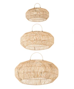 Meilleure vente ❤️ Meubles & Design Suspensions Set De 3 Abat Jour En Rotin Naturel 🤩
