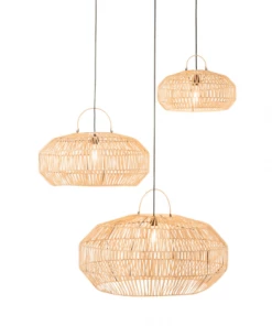 Meilleure vente ❤️ Meubles & Design Suspensions Set De 3 Abat Jour En Rotin Naturel 🤩 -Luminaires Vintage Soldes set de 3 abat jour en rotin naturel 3