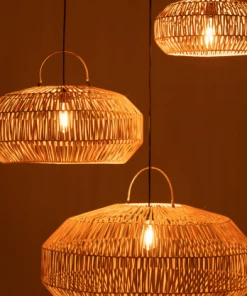 Meilleure vente ❤️ Meubles & Design Suspensions Set De 3 Abat Jour En Rotin Naturel 🤩 -Luminaires Vintage Soldes set de 3 abat jour en rotin naturel 4