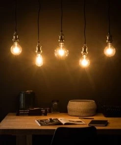Meilleur prix ❤️ Maisons Du Monde Suspensions Suspension 5 Douilles En Métal Coloris Noir Et Laiton 🧨 -Luminaires Vintage Soldes suspension 5 douilles en metal coloris noir et laiton 1000 9 38 165555 8
