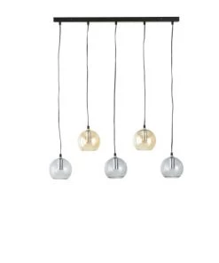 Acheter ❤️ Maisons Du Monde Suspensions Suspension 5 Globes En Verre Fumé Noir Et Ambré 😍