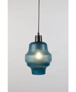 Meilleure vente 🎉 Drawer Suspensions Suspension En Verre Bleu Pétrole 👍 -Luminaires Vintage Soldes suspension en verre bleu petrole 2