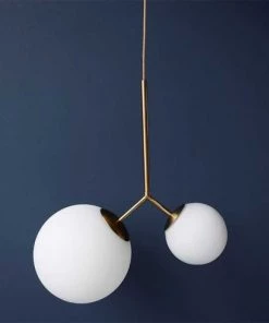 Le moins cher ⌛ House Doctor Suspensions Suspension Laiton En Verre Blanc 👏 -Luminaires Vintage Soldes suspension laiton en verre blanc 2