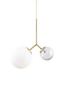 Vente flash ⭐ House Doctor Suspensions Suspension Laiton En Verre Blanc Et Gris 🥰