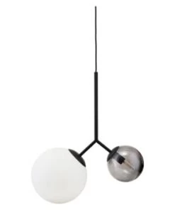 Remise 💯 House Doctor Suspensions Suspension Noire En Verre Blanc Et Gris 😀 -Luminaires Vintage Soldes suspension noire en verre blanc et gris 4
