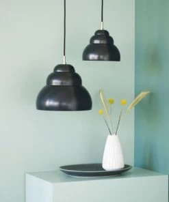 Le moins cher ⭐ Super Living Suspensions Suspension Noire Mat Large 25 Cm ⌛ -Luminaires Vintage Soldes suspension noire mat large 25 cm 4