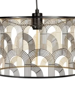 Remise ⭐ Maisons Du Monde Suspensions Suspension Tambour En Métal Ajouré Noir Et Doré 🛒