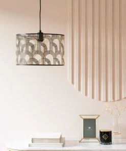 Remise ⭐ Maisons Du Monde Suspensions Suspension Tambour En Métal Ajouré Noir Et Doré 🛒 -Luminaires Vintage Soldes suspension tambour en metal ajoure noir et dore 1000 6 16 210551 2